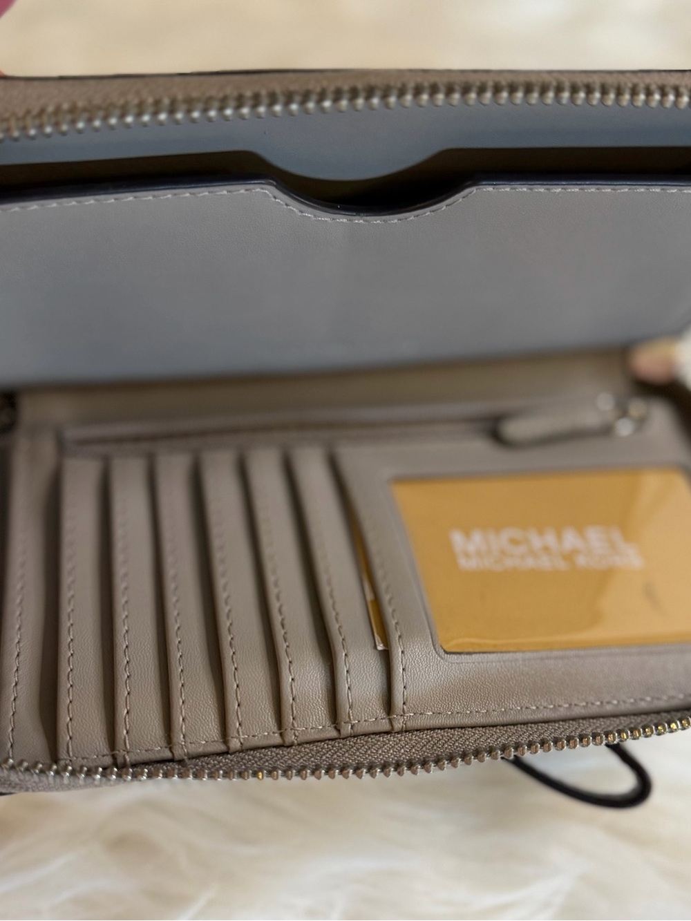 Michael Kors Silver Metallic Zip-Around Wristlet Wallet - Picture 3 of 3